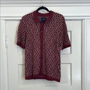 Abercrombie & Fitch Maroon and White Patterned Cardigan